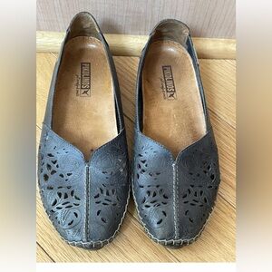 Pikolinos Jerez Womens Gray Leather Cutout Slip-On Shoes Size 37 US 6.5